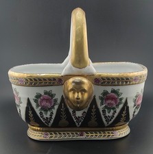 Vaso cesta vintage com cabo de cerâmica rostos dourados por detalhes orientais muito exclusivo! comprar usado  Enviando para Brazil