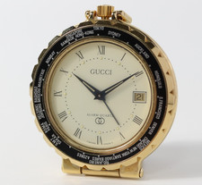 [Perto de Estado Perfeito] Vintage GUCCI Quartzo Marfim Mostrador Alarme Mundo Mesa de Viagem Relógio de Bolso comprar usado  Enviando para Brazil