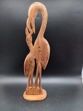 Hand Carved Wood With Brass Inlay Heron Mom And Baby Sculpture segunda mano  Embacar hacia Mexico