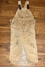  Macacão Carhartt R02 marrom pato babador acolchoado térmico forrado masculino 44x 28 joelho duplo comprar usado  Enviando para Brazil