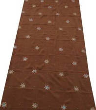 Tela artesanal de diseño multiusos chatarra remanente de sari vintage bordada marrón segunda mano  Embacar hacia Mexico