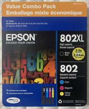 Epson 802XL Black & Epson 802 Cyan Magenta Yellow Ink Set T802XL-BCS Bulk Pack comprar usado  Enviando para Brazil