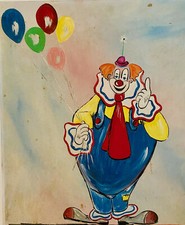Palhaço Sonny Gebeau com balões 1970 pintura a óleo sem moldura 20 x 24" comprar usado  Enviando para Brazil