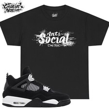 Camisa para combinar Jordan 4 White Thunder unissex camiseta anti-social presente para ele comprar usado  Enviando para Brazil