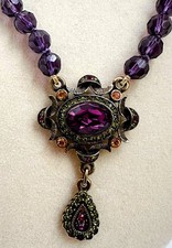 Usado, Colar Heidi Daus estilo vintage roxo frisado verde strass declaração art déco comprar usado  Enviando para Brazil