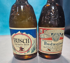 Usado, Lote 2 GARRAFAS DE CERVEJA VINTAGE 1960S STUBBY Shorty Budweiser BUSCH 12 oz cápsulas vazias comprar usado  Enviando para Brazil