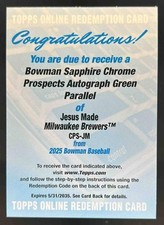 Usado, Refrator verde automático Bowman Sapphire Jesus Made Chrome Prospect 2025 #/99 comprar usado  Enviando para Brazil