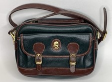 Bolsa tiracolo vintage anos 80 Chenson couro marrom verde logotipo dourado ombro comprar usado  Enviando para Brazil