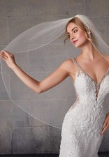 véu de noiva com borda de contas véu de contas cintilante para noiva frete grátis comprar usado  Enviando para Brazil