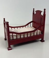 Casa de bonecas miniatura madeira cereja tonificado berço berço eixo cama colchão - 1/12 comprar usado  Enviando para Brazil