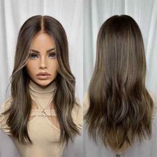 Perucas femininas 16" marrom cinza com destaque loiro 100% cabelo humano renda frontal comprar usado  Enviando para Brazil