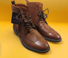 Botas masculinas Stafford Brogue marrom couro genuíno com cadarço ponta das asas 8,5M F21668 comprar usado  Enviando para Brazil