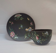 Usado, Vintage Raro Wedgwood Basalto Capriware Preto Floral Conjunto de Xícara de Chá e Pires comprar usado  Enviando para Brazil