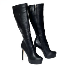 Botas femininas plataforma joelho salto agulha biqueira redonda preto sapatos clube EUA 5-20, usado comprar usado  Enviando para Brazil