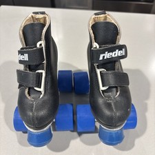 Patins Riedell vintage criança tamanho 7 alças preto com rodas azuis comprar usado  Enviando para Brazil