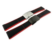 Pulseira de borracha 22mm 24mm preta/vermelha de lona serve para fecho de relógio Breitling comprar usado  Enviando para Brazil