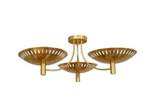 Usado, Candelabro moderno pingente meados do século 3 fendas leves estilo cúpula curva latão bruto comprar usado  Enviando para Brazil