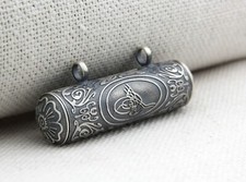 Colar pingente masculino turco prata 925K amuleto cilindro suporte Taweez caixa de oração comprar usado  Enviando para Brazil