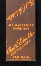 Década de 1930? Paul E. Schickler Tabacconist Smokers Supplies Mags Phone 1837 Elgin IL comprar usado  Enviando para Brazil