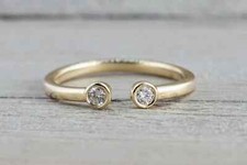 Usado, Anel aberto de aniversário folheado a ouro amarelo 14k corte redondo diamante simulado 0,8 quilates comprar usado  Enviando para Brazil