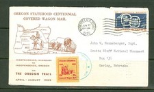 EUA MONTDELIER IDAHO JUNHO 27 1959 OREGON TRAIL VAGÃO COBERTO CORREIO PRESTÍGIO E CANCELAMENTO, usado comprar usado  Enviando para Brazil