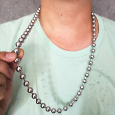 Colar de corrente de contas de aço inoxidável enorme brilhante 10mm 24"" masculino hip-hop, usado comprar usado  Enviando para Brazil