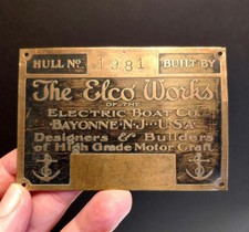 Emblema placa de identificação de latão original ELCO Electric Boat Co. adolescentes-40s marinho, usado comprar usado  Enviando para Brazil