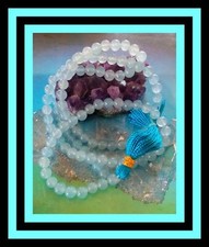 COLAR RARO FEITO À MÃO DE PEDRA PRECIOSA ÁGUA-MARINHA JAPA MALA, 108 CONTAS DE ORAÇÃO, 6MM comprar usado  Enviando para Brazil