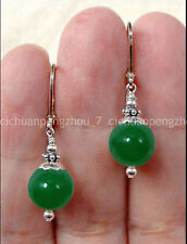 Brincos pendurados de prata com miçangas redondas de jade verde natural 10 mm  comprar usado  Enviando para Brazil
