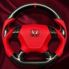 Usado, Volante de fibra de carbono Honda ACCORD 7ª geração com alças de couro vermelho comprar usado  Enviando para Brazil
