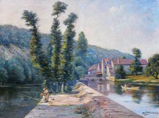 Quadro Antico Paesaggio Borgogna Yonne Auguste Gaudibert Impressionismo Cure comprar usado  Enviando para Brazil
