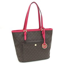 Bolsa tote Michael Kors jet set 30S7GTTT8B marrom escuro rosa PVC couro usada comprar usado  Enviando para Brazil