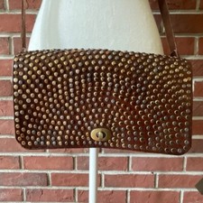 Bolsa de ombro marroquina artesanal cravejada couro genuíno tiracolo embreagem nova sem etiquetas comprar usado  Enviando para Brazil