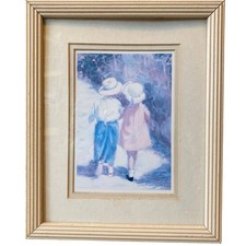 Quadro assinado vintage 1989 Portal arte impressão pintura menino menina segredo por Ivan Anderson comprar usado  Enviando para Brazil