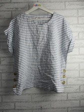 Blusa regata feminina top 14 listra branca azul 100% linho gola redonda comprar usado  Enviando para Brazil