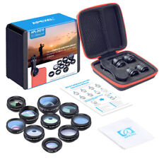 Kit de lentes para smartphone APEXEL 10 em 1 olho de peixe lente macro grande angular filtro CPL 2X comprar usado  Enviando para Brazil