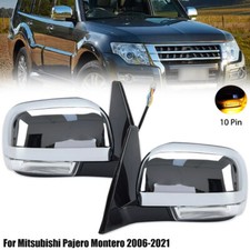 1 Pair Side Door Mirror W/Light For Mitsubishi Pajero Montero 2006-2021 Chrome na sprzedaż  Wysyłka do Poland