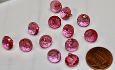 BOTÕES REDONDOS FACETADOS ROSA VIDRO VINTAGE 12 • 10mm • HASTE DE LATÃO comprar usado  Enviando para Brazil