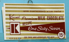 Klein's Chocolate Company," One Sixty Seven" barra de chocolate 1 3/4 oz 15¢ embalagem comprar usado  Enviando para Brazil