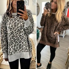 Moletom feminino manga longa camuflado listra leopardo pulôver blusa casual P-XL comprar usado  Enviando para Brazil