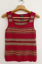 Vintage LAUREN RALPH LAUREN Feminino Linho Bl.Top S Sem Mangas Listra Vermelha Hong Kong comprar usado  Enviando para Brazil