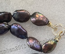 Enorme Colar de Pérolas Keshi Renascido Barroco Preto Natural do Mar do Sul 20-25mm 18-36" comprar usado  Enviando para Brazil