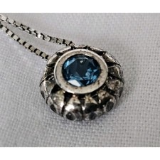 Usado, Pingente e colar de corrente de prata esterlina 925 azul claro pedra flutuante 3g comprar usado  Enviando para Brazil