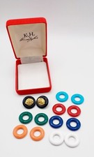 Usado, Brincos vintage assinados KJL Kenneth Jay Lane tom dourado clipe de leão intercambiáveis comprar usado  Enviando para Brazil