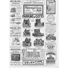 Anuncios victorianos, bolsas de vestir y maletas para trajes, pistolas, cunas - estampado antiguo 1895 segunda mano  Embacar hacia Mexico