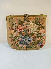 Bolsa de tapeçaria vintage floral bordada feita na França fecho corrente dourada comprar usado  Enviando para Brazil