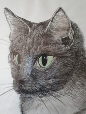 Katzenzeichnung schwarzem holz gebraucht kaufen  Asbach