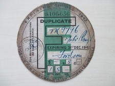 Tax disc 1942 for sale  SWANSEA