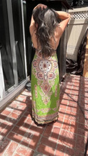 Vestido maxi Angie verde estampa étnica gola V zíper nas costas tamanho P comprar usado  Enviando para Brazil