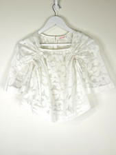 Blusa Gorman tamanho XS branca delicada semi transparente floral corte cordão amarrar frente comprar usado  Enviando para Brazil